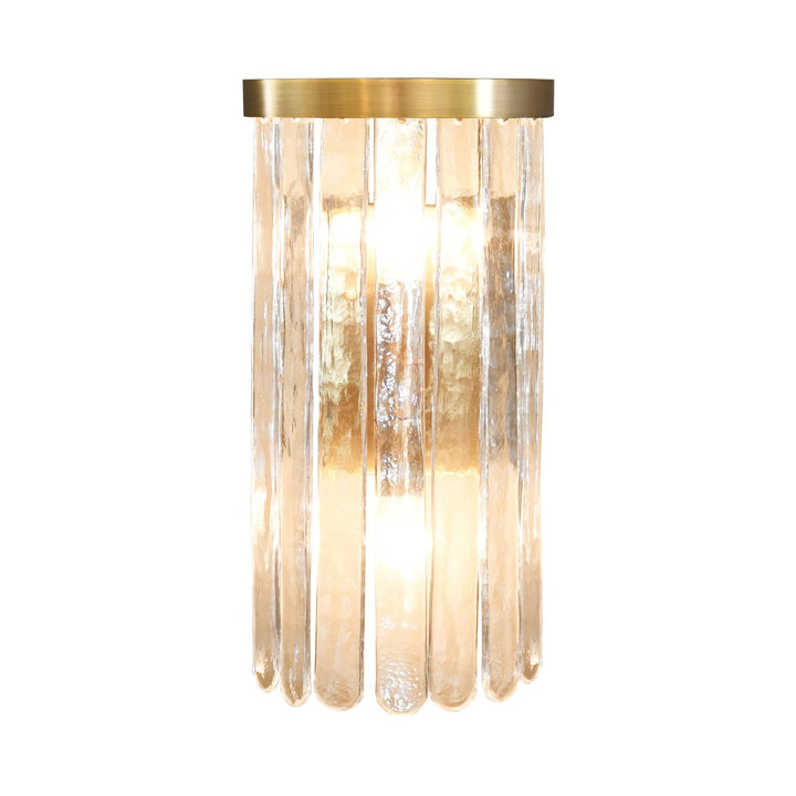 Heloise - Two Light Hanging Textured Glass Sconce In Brushed Brass