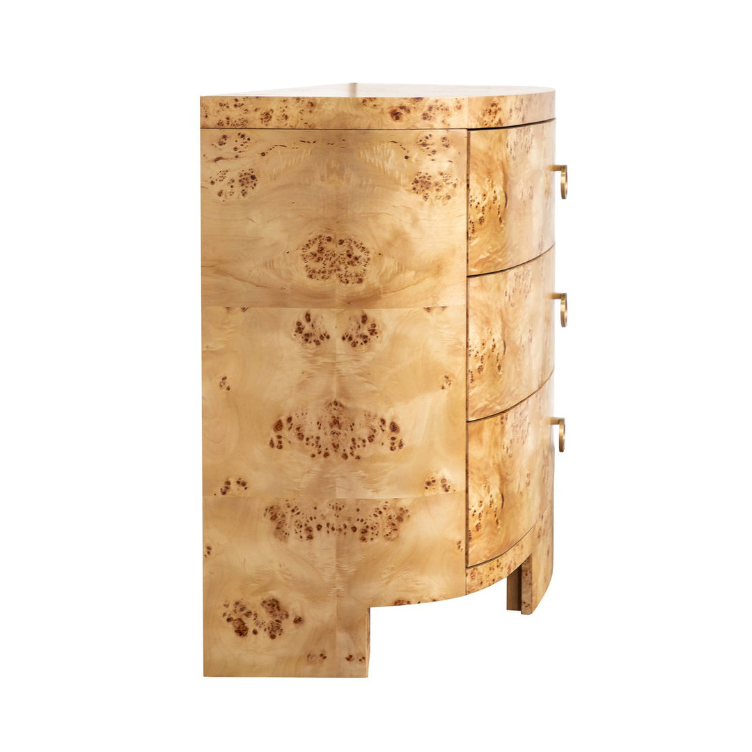 Henry - Demilune Chest With Three Drawers In Burl Wood