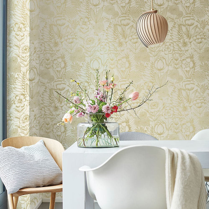 Homestead Floral Peel And Stick Wallpaper-Tempaper & Co.-Tempaper-HF15005-Wall PaperMetallic Blue RIbbon-12-France and Son