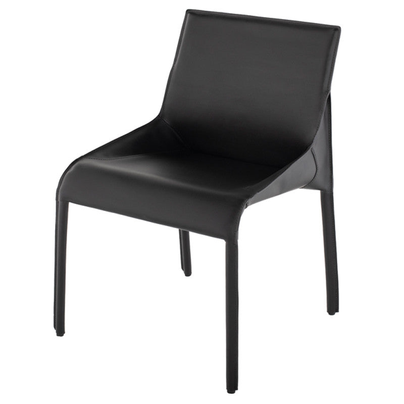 Delphine Dining Chair - Black Leather