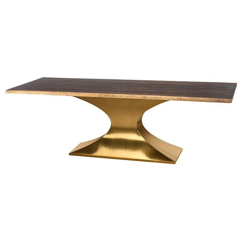 Praetorian Dining Table-Nuevo-NUEVO-HGSX232-Dining TablesMedium-seared oak-brushed gold-36-France and Son