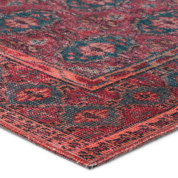 Kate Lester + Jaipur Living Kalinar Damask Dark Red/ Blue Runner Rug (3'X10')