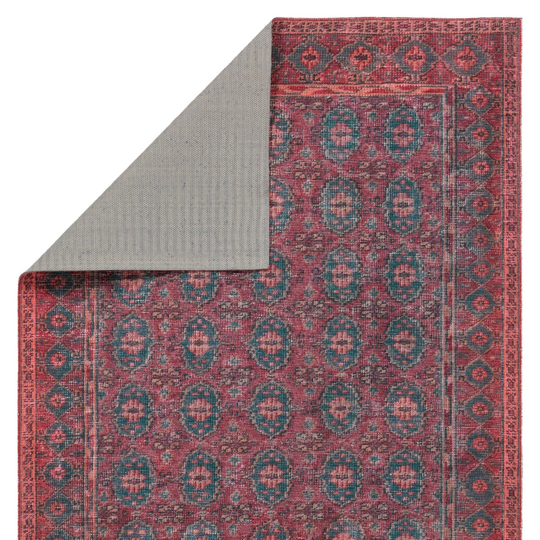 Kate Lester + Jaipur Living Kalinar Damask Dark Red/ Blue Runner Rug (3'X10')