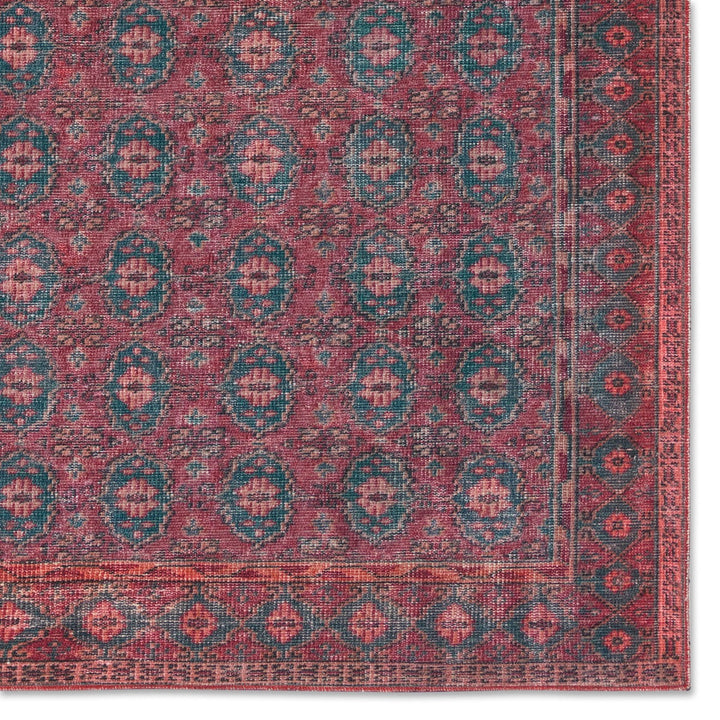 Kate Lester + Jaipur Living Kalinar Damask Dark Red/ Blue Runner Rug (3'X10')