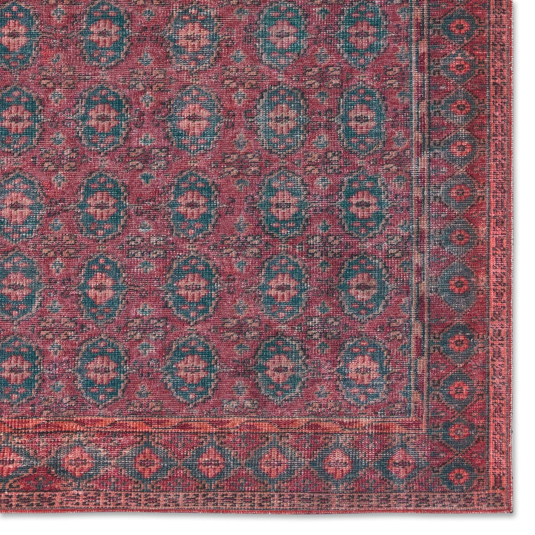 Kate Lester + Jaipur Living Kalinar Damask Dark Red/ Blue Runner Rug (3'X12')