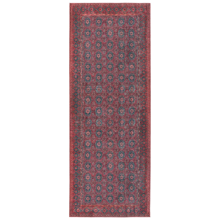 Kate Lester + Jaipur Living Kalinar Damask Dark Red/ Blue Runner Rug (3'X12')