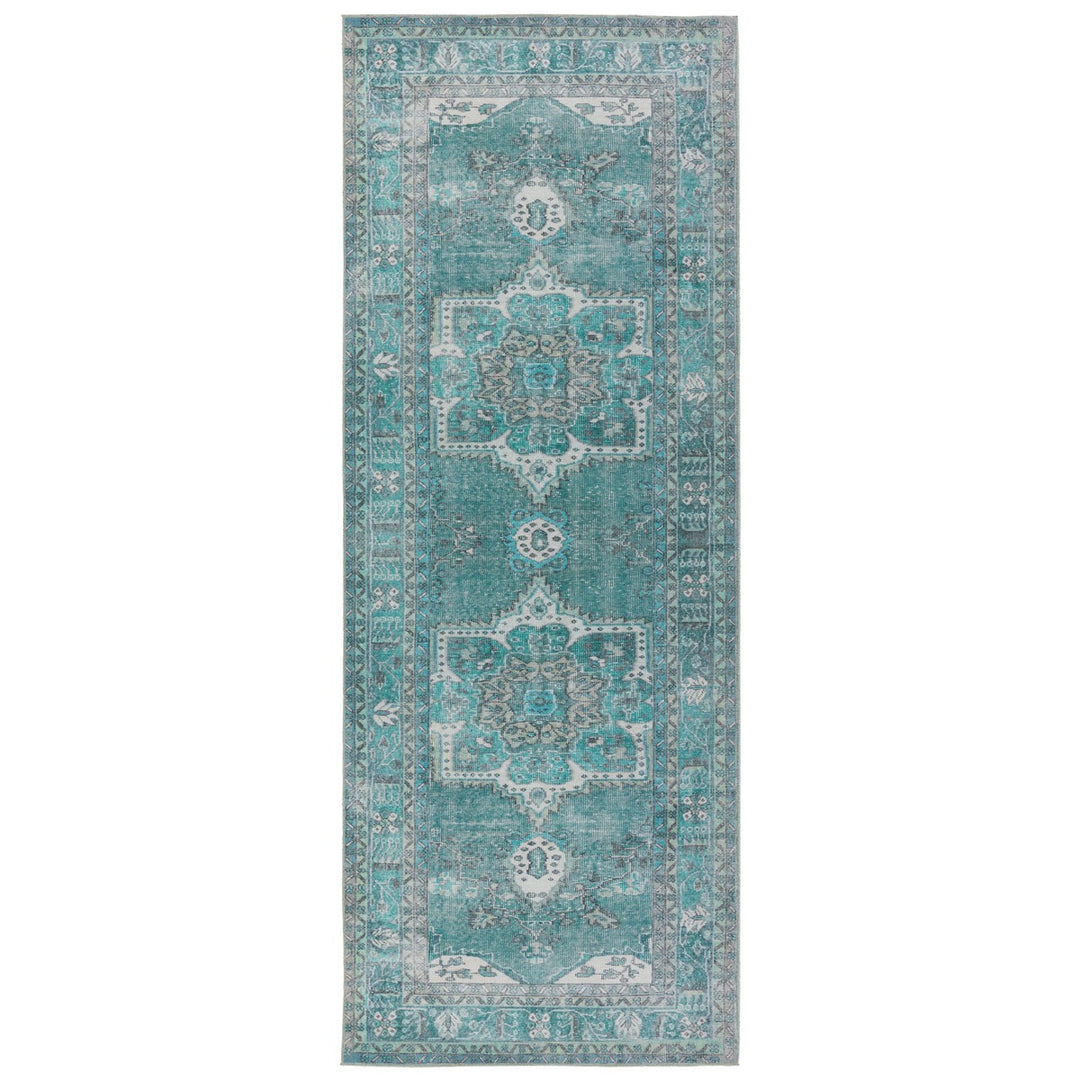 Kate Lester + Jaipur Living Tamara Medallion Teal/ Green Runner Rug (3'X12')