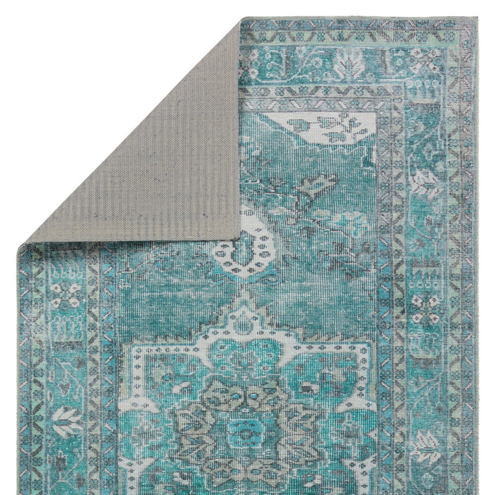 Kate Lester + Jaipur Living Tamara Medallion Teal/ Green Runner Rug (3'X10')