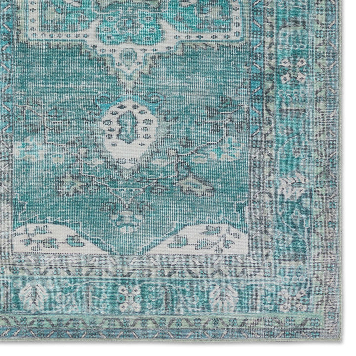 Kate Lester + Jaipur Living Tamara Medallion Teal/ Green Runner Rug (3'X10')