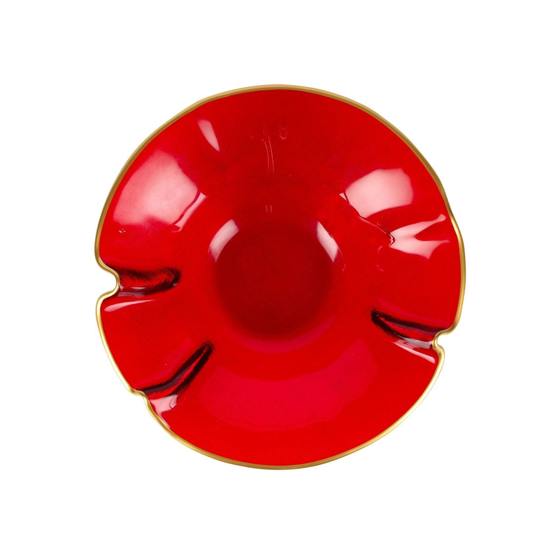 Holiday Glass Ruffled Bowl