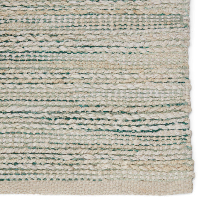 Jaipur Living Canterbury Natural Striped White/ Turquoise Area Rug (9'6"X13'6")