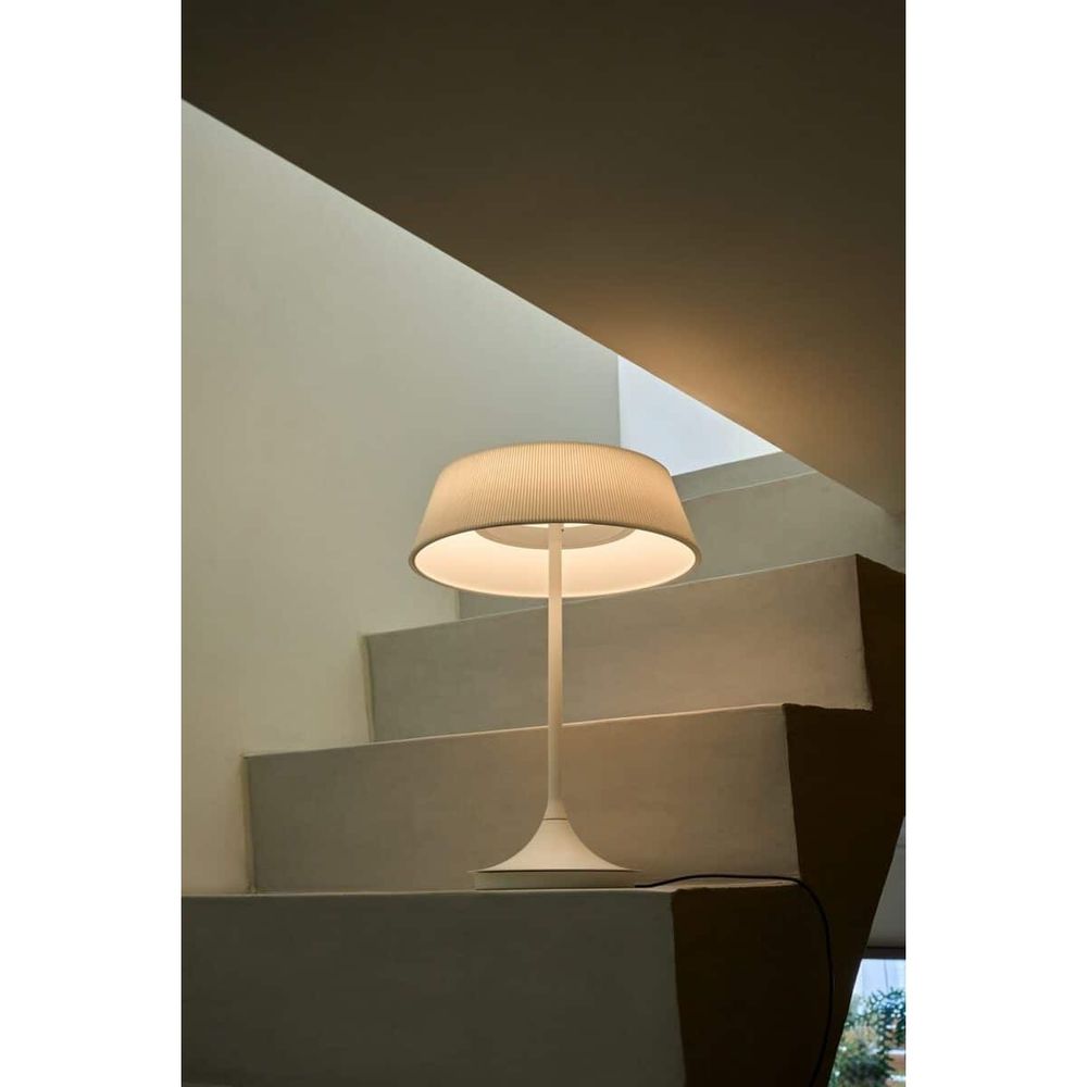 Table Lamps HALO Table Lamp - White With White Shade - Pleated Fabric, Steel, Aluminum