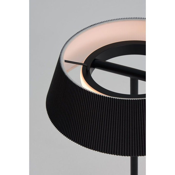 HALO Table Lamp - Black With Black Shade - Pleated Fabric, Steel, Aluminum