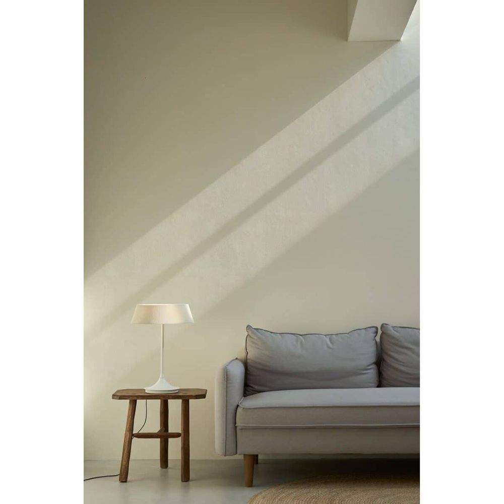 Table Lamps HALO Table Lamp - White With White Shade - Pleated Fabric, Steel, Aluminum