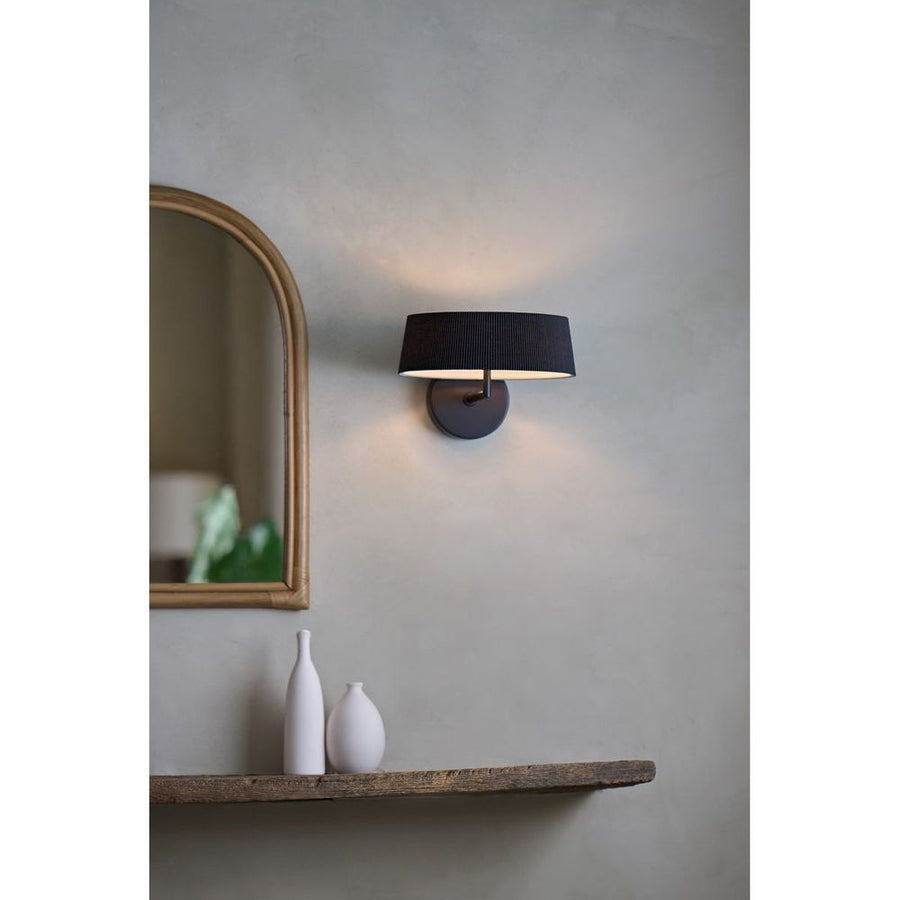 Wall Lighting HALO Wall Lamp - Black With Black Shade - Pleated Fabric, Steel, Aluminum