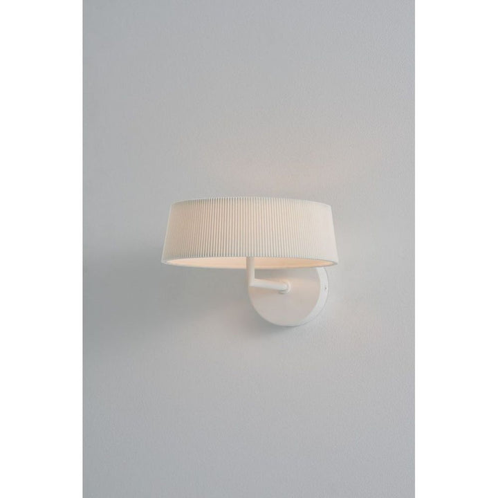 Wall Lighting HALO Wall Lamp - White With White Shade - Pleated Fabric, Steel, Aluminum