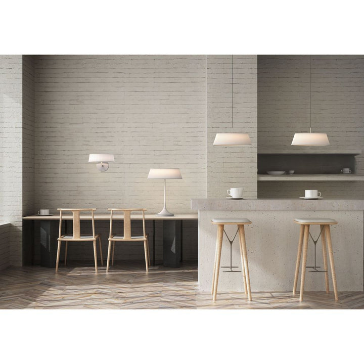 Pendants HALO Pendant - White With White Shade - Pleated Fabric, Steel, Aluminum