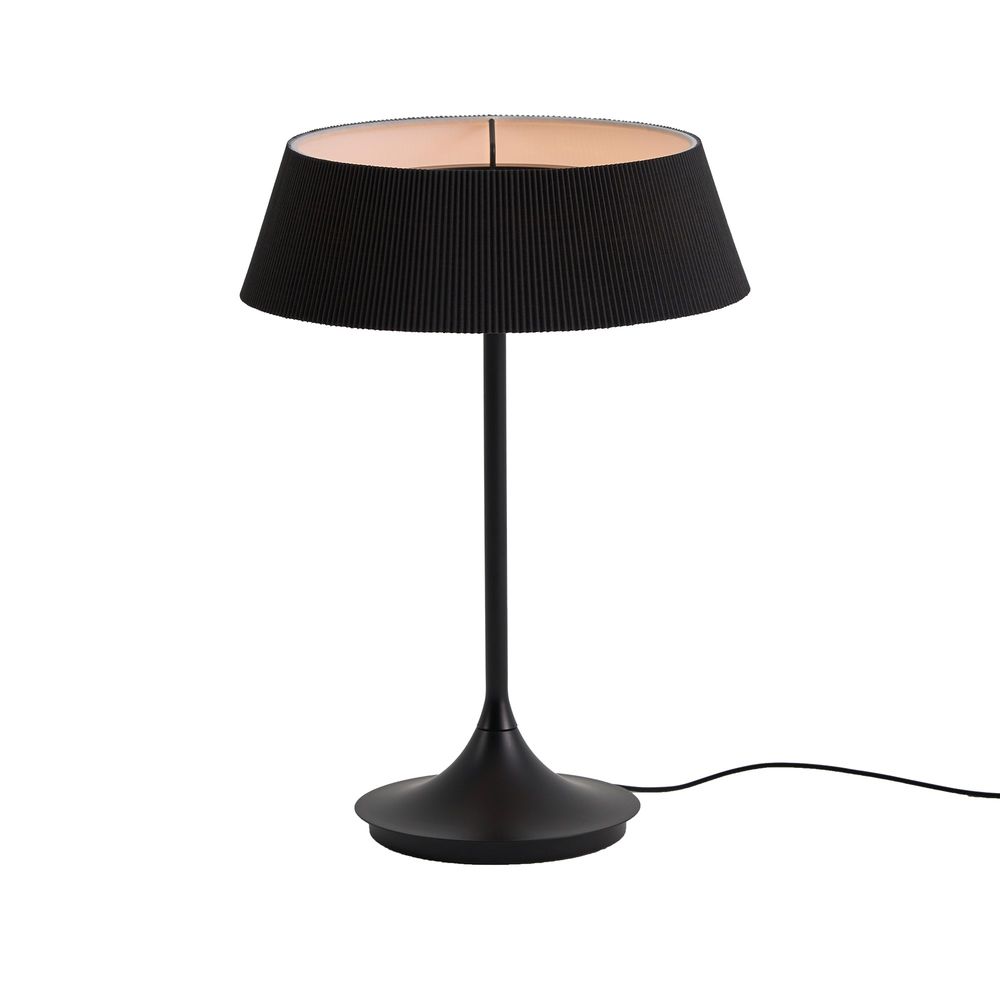 Table Lamps HALO Table Lamp - Black With Black Shade - Pleated Fabric, Steel, Aluminum