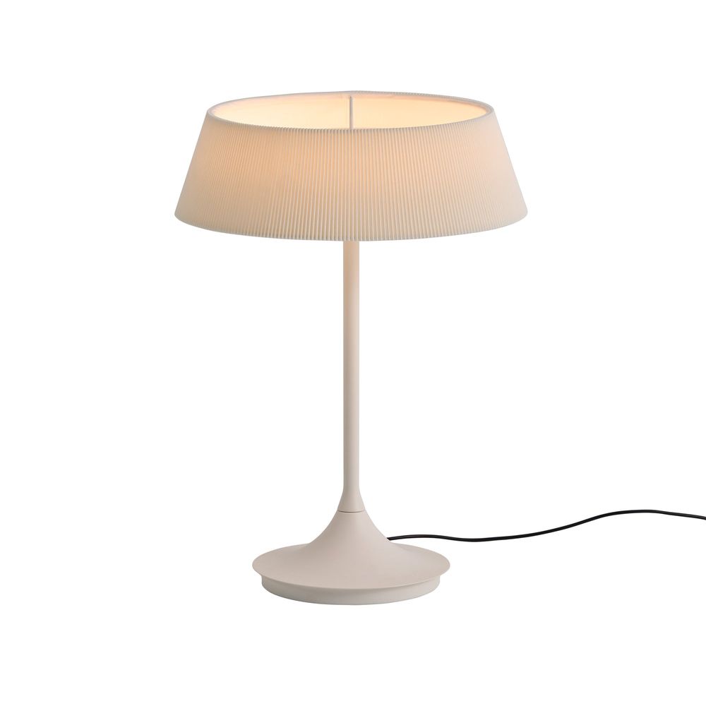 Table Lamps HALO Table Lamp - White With White Shade - Pleated Fabric, Steel, Aluminum