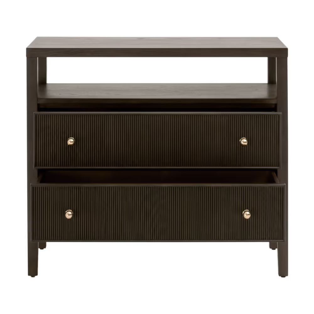 Highland Open Shelf 2-Drawer Nightstand