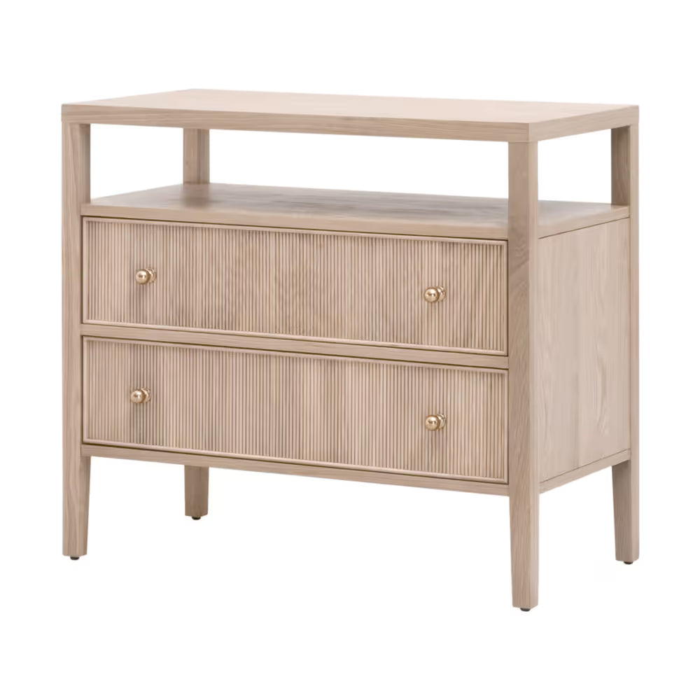 Highland Open Shelf 2-Drawer Nightstand