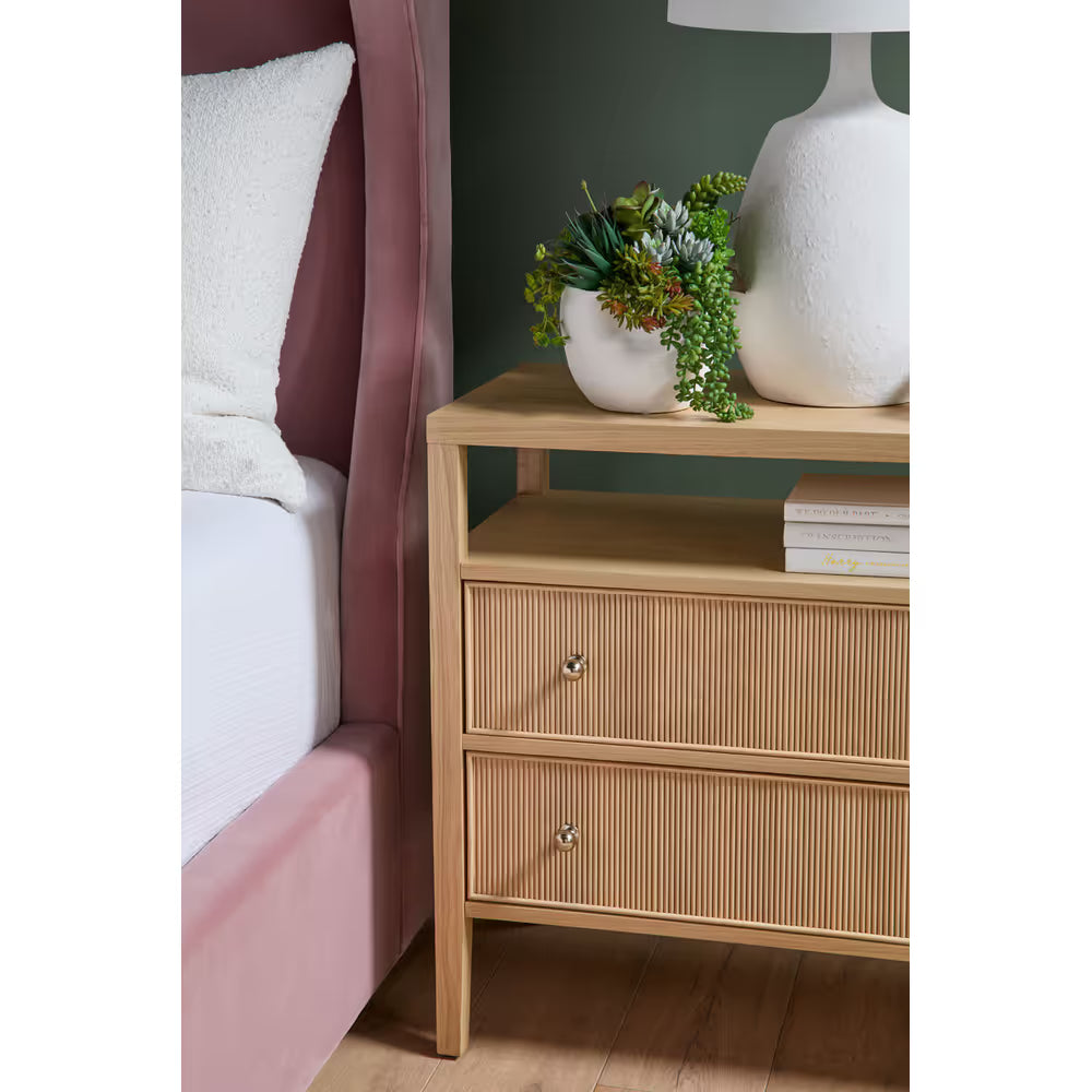 Highland Open Shelf 2-Drawer Nightstand