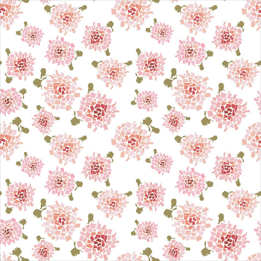 Additional view of Honey & Hank Fifty States Hydrangea Wallpaper in white and pink.