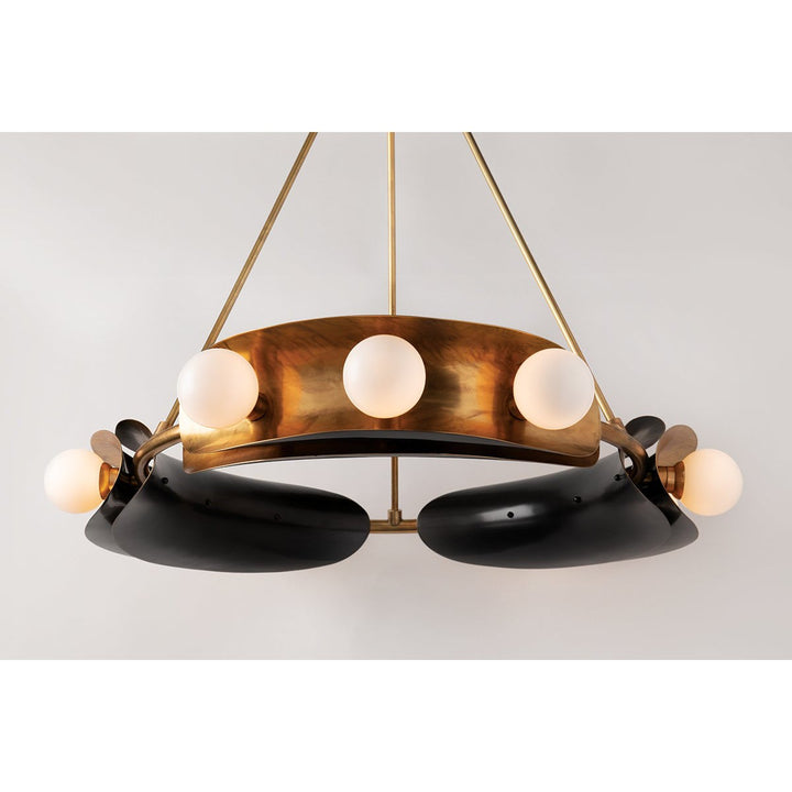 Hopper Chandelier - Vintage Brass/Black Brass 9 Lights