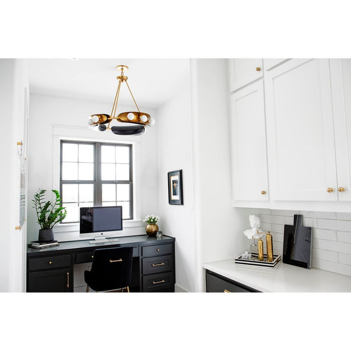Hopper Chandelier - Vintage Brass/Black Brass 9 Lights