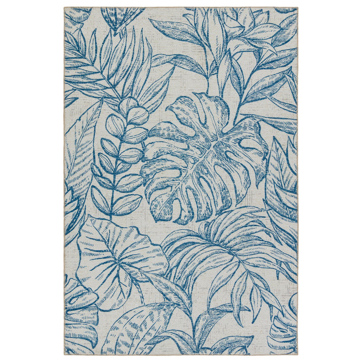 Vibe by Jaipur Living Tropic Indoor/Outdoor Floral Navy/ Taupe Area Rug (7'6"X10')