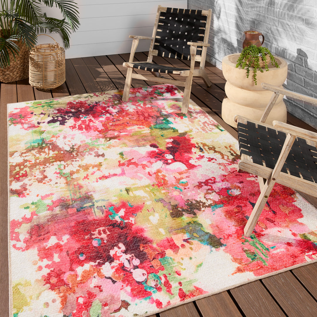 Vibe by Jaipur Living Rouge Indoor/Outdoor Floral Pink/ Multicolor Area Rug (4'2"X6')