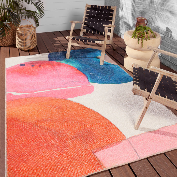 Vibe by Jaipur Living Sonic Powerloomed Indoor Abstract Pink/ Multicolor Area Rug (7'6"X10')