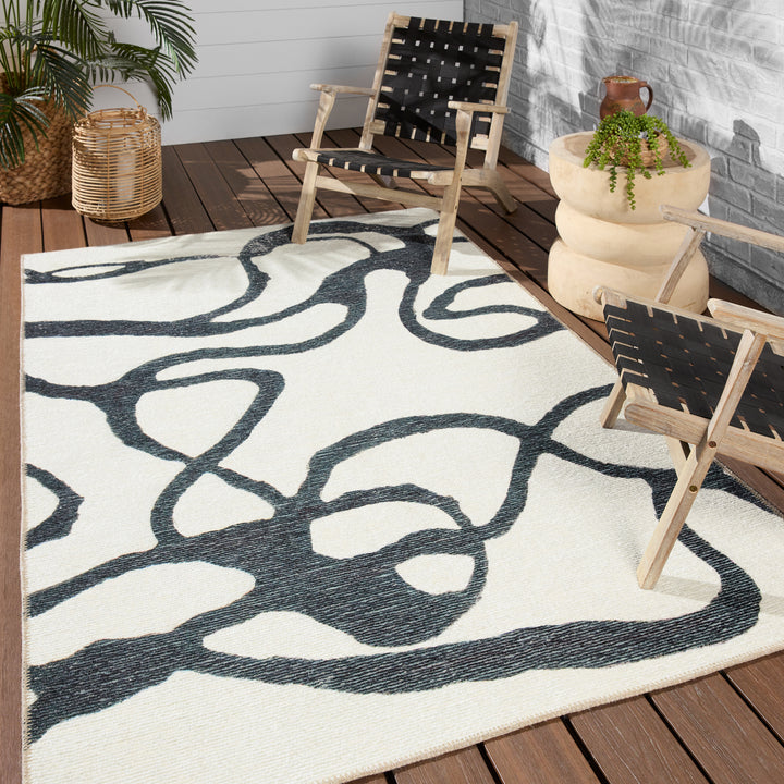 Vibe by Jaipur Living Cosme Powerloomed Indoor Abstract White/ Gray Area Rug (7'6"X10')