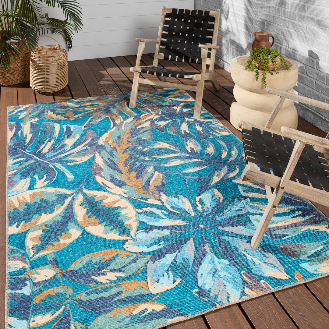 Vibe by Jaipur Living Cantania Powerloomed Indoor Floral Blue/ Beige Area Rug (9'X12')