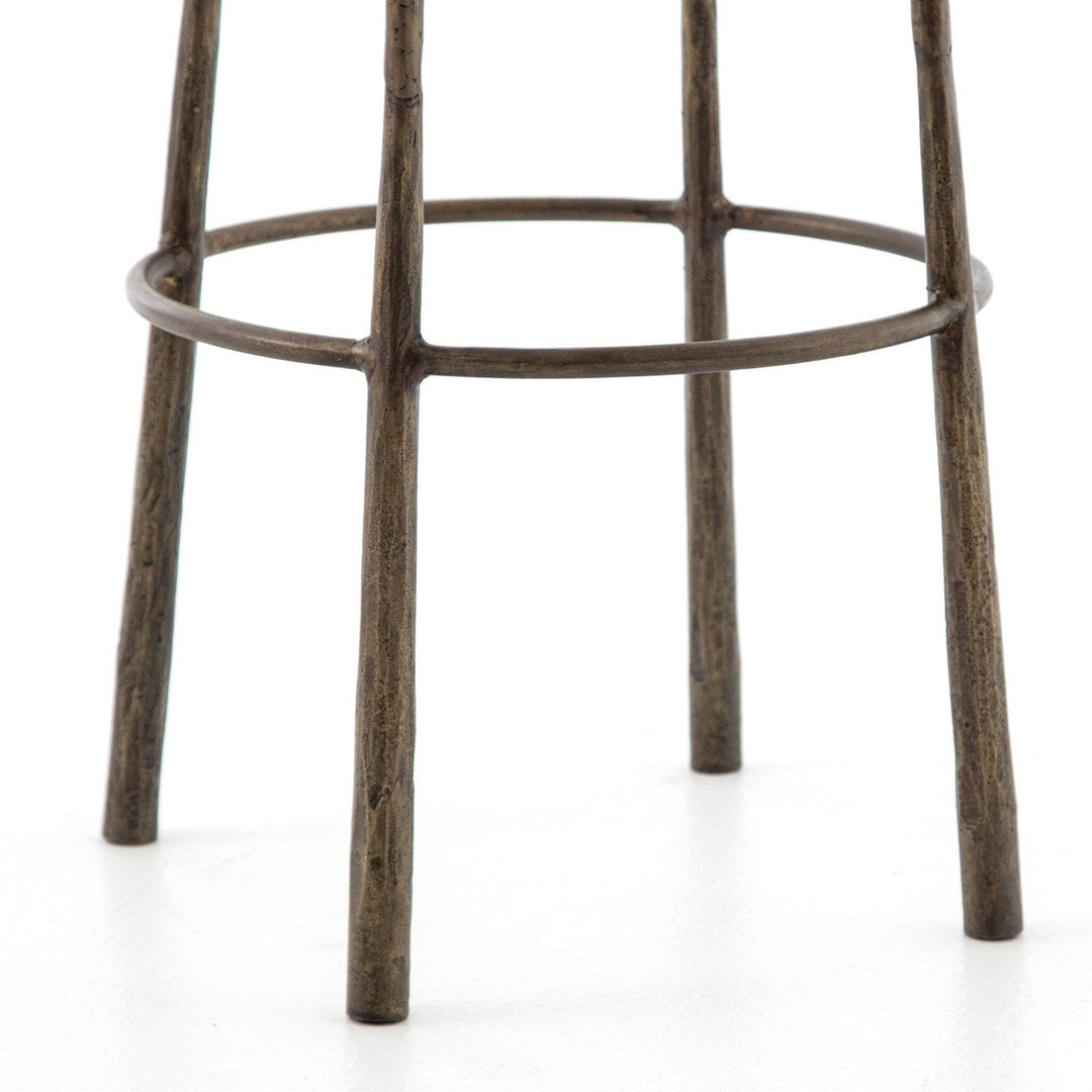 Alderwood Bar Stool - Hammered Aged Brass