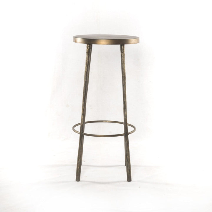 Alderwood Bar Stool - Hammered Aged Brass