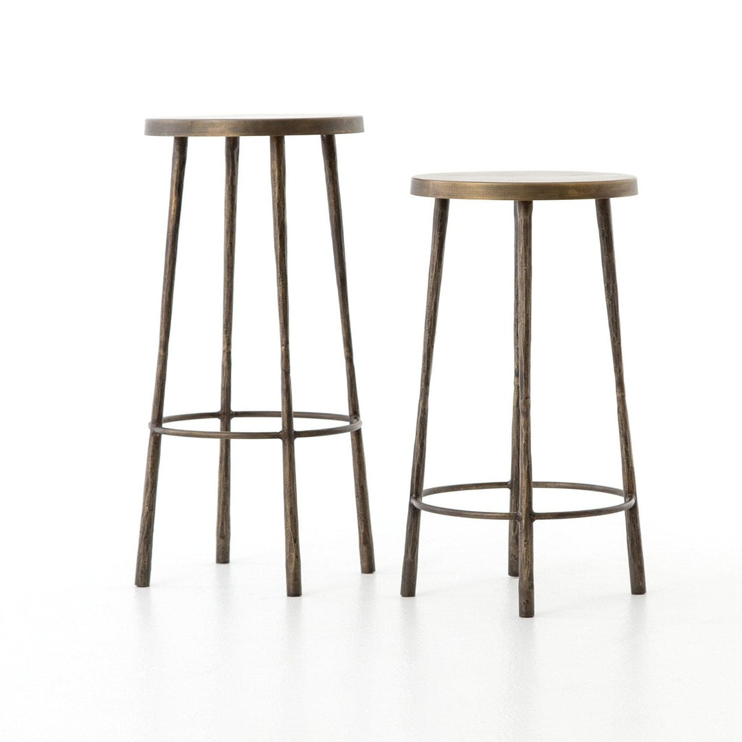 Alderwood Bar Stool - Hammered Aged Brass