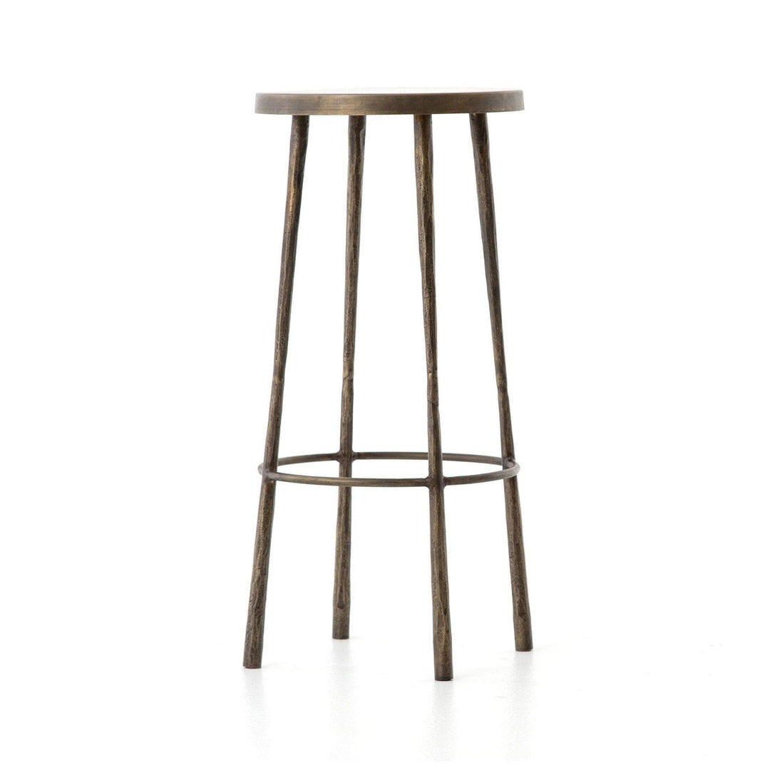 Alderwood Bar Stool - Hammered Aged Brass