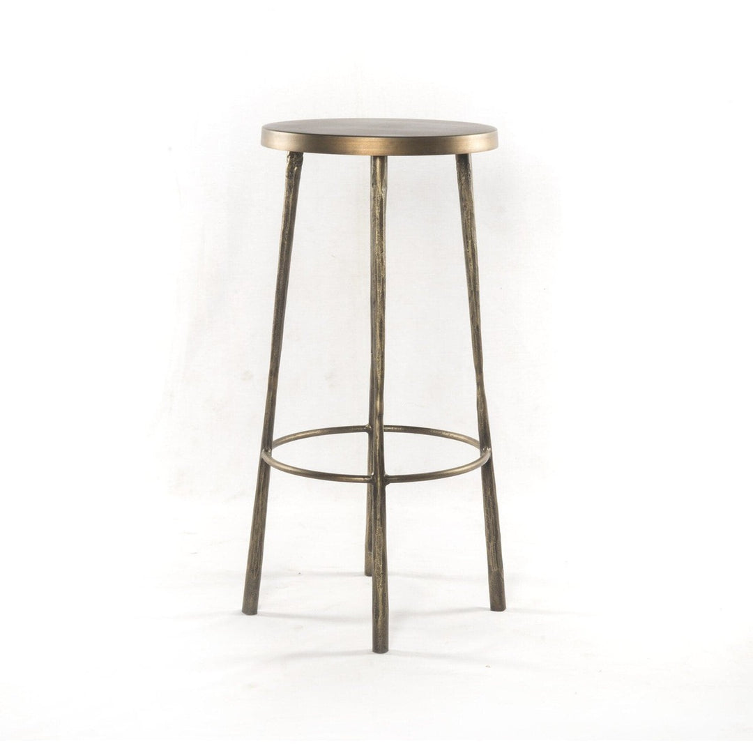 Alderwood Bar Stool - Hammered Aged Brass