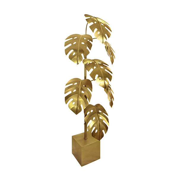 Iggy Monstera Tree Floor Lamp In Antique Brass Finish