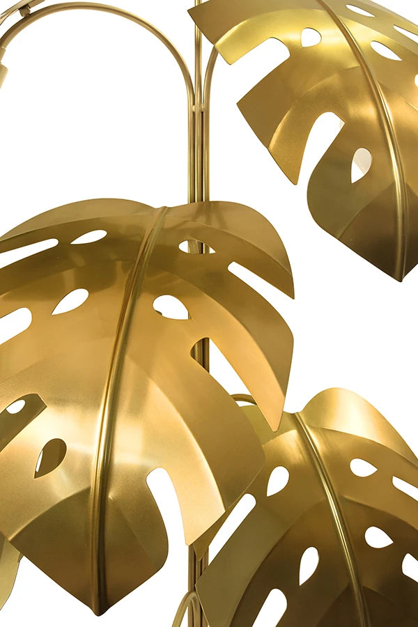 Iggy Monstera Tree Floor Lamp In Antique Brass Finish