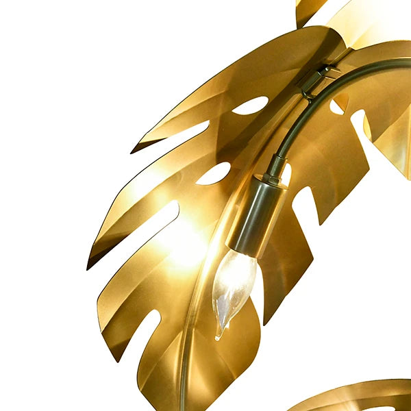 Iggy Monstera Tree Floor Lamp In Antique Brass Finish
