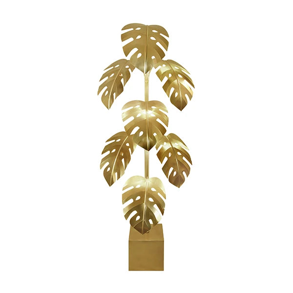 Iggy Monstera Tree Floor Lamp In Antique Brass Finish