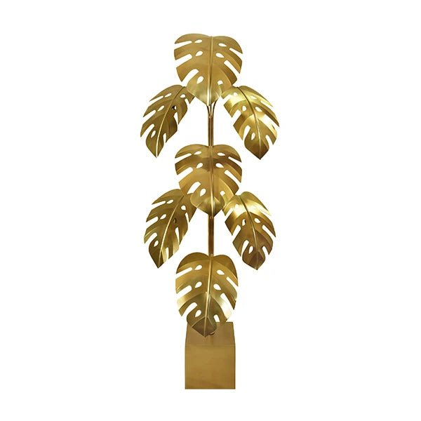 Iggy Monstera Tree Floor Lamp In Antique Brass Finish