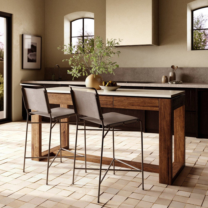 Ashby Kitchen Island - Polished White Marble