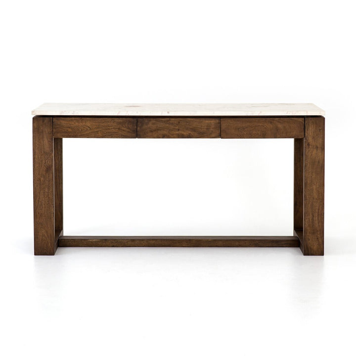 Barnes Kitchen Island - Polished White Marble