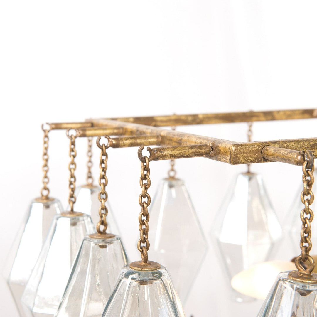 Rosalind Rectangular Chandelier - Gold Leaf