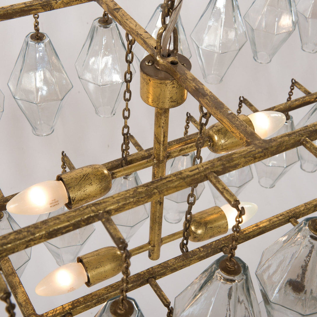 Rosalind Rectangular Chandelier - Gold Leaf