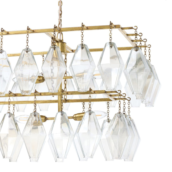 Rosalind Rectangular Chandelier - Gold Leaf - Open Box