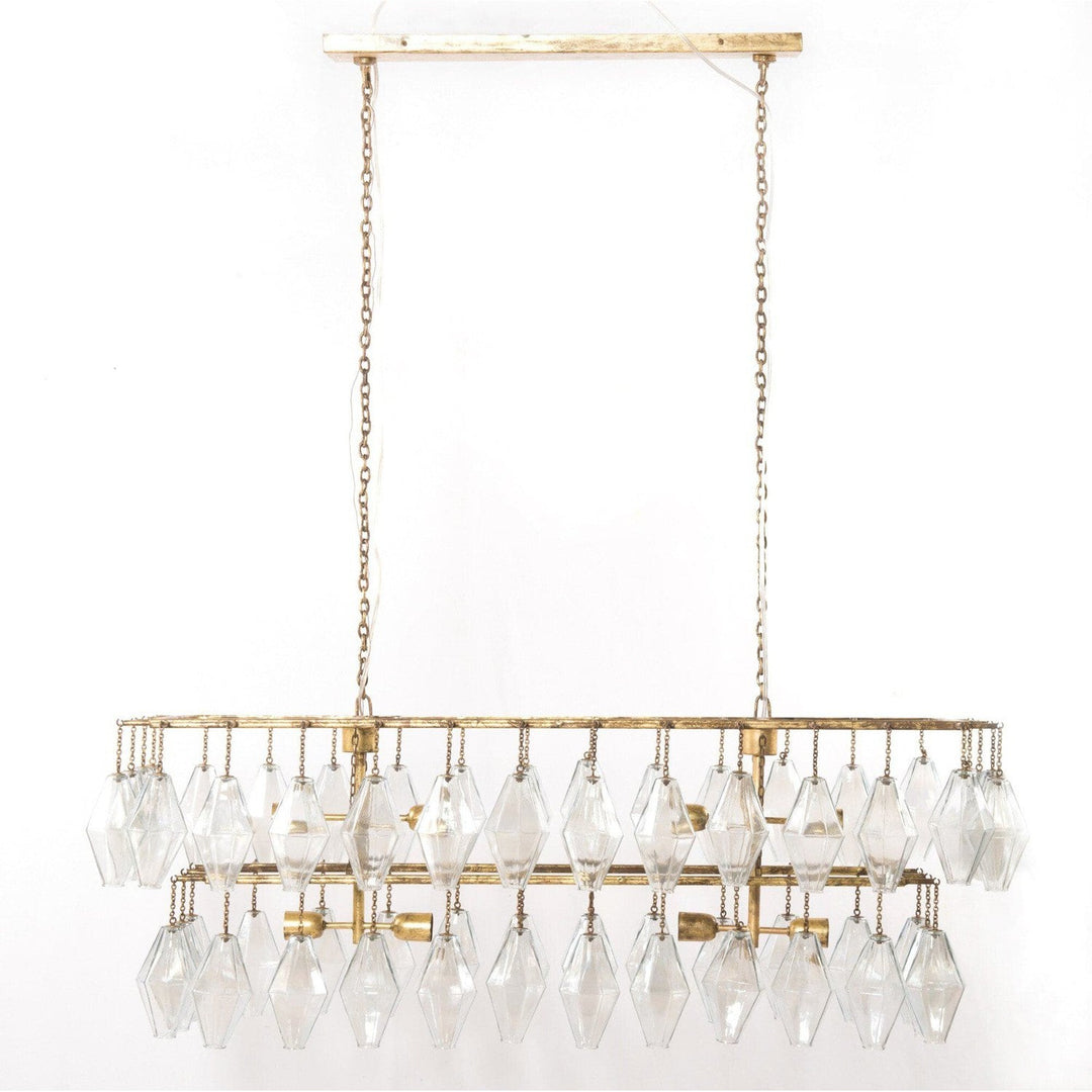 Rosalind Rectangular Chandelier - Gold Leaf